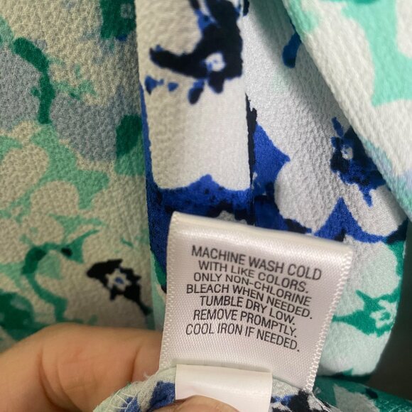 Croft & Barrow‎ Blouse Womens XL Floral Green Blue 3/4 Sleeves Casual Flowy - Picture 4 of 10